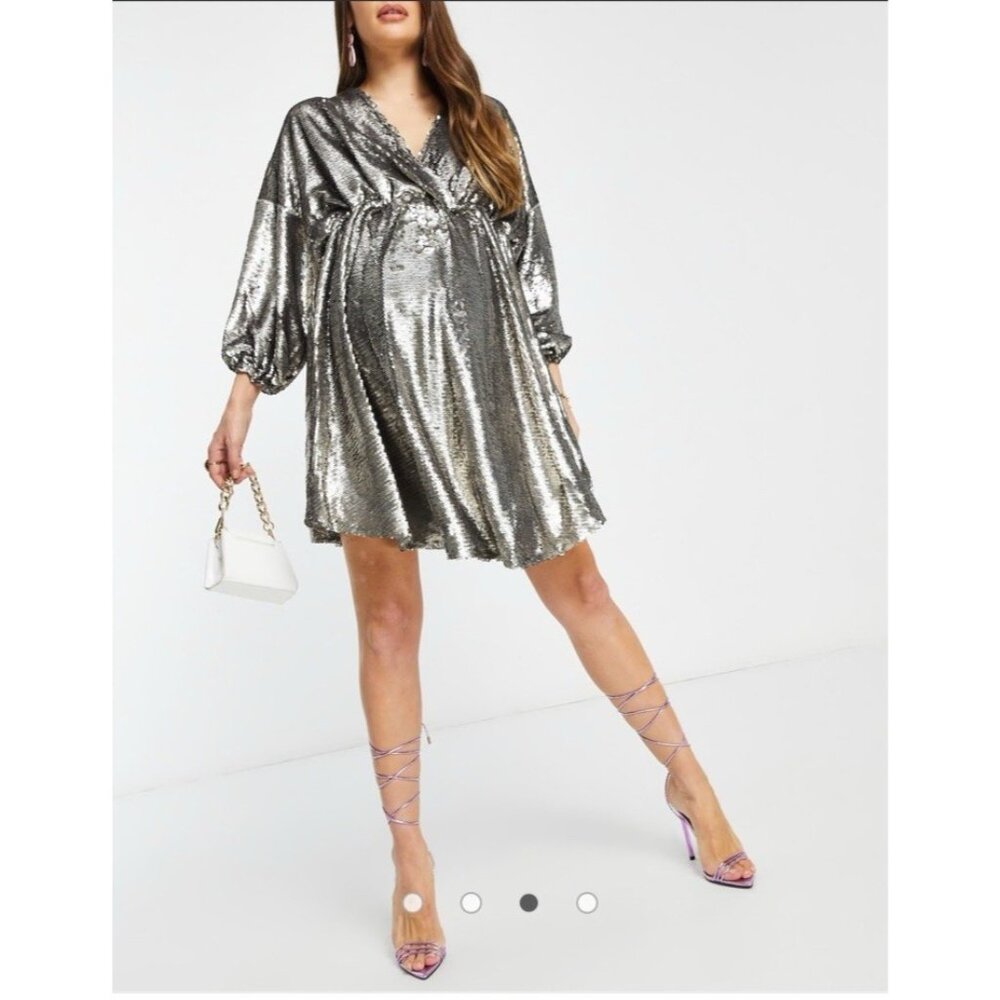 Club London Gold Sequin Dress US 6 Stretch Wedding Party Cruise Holiday